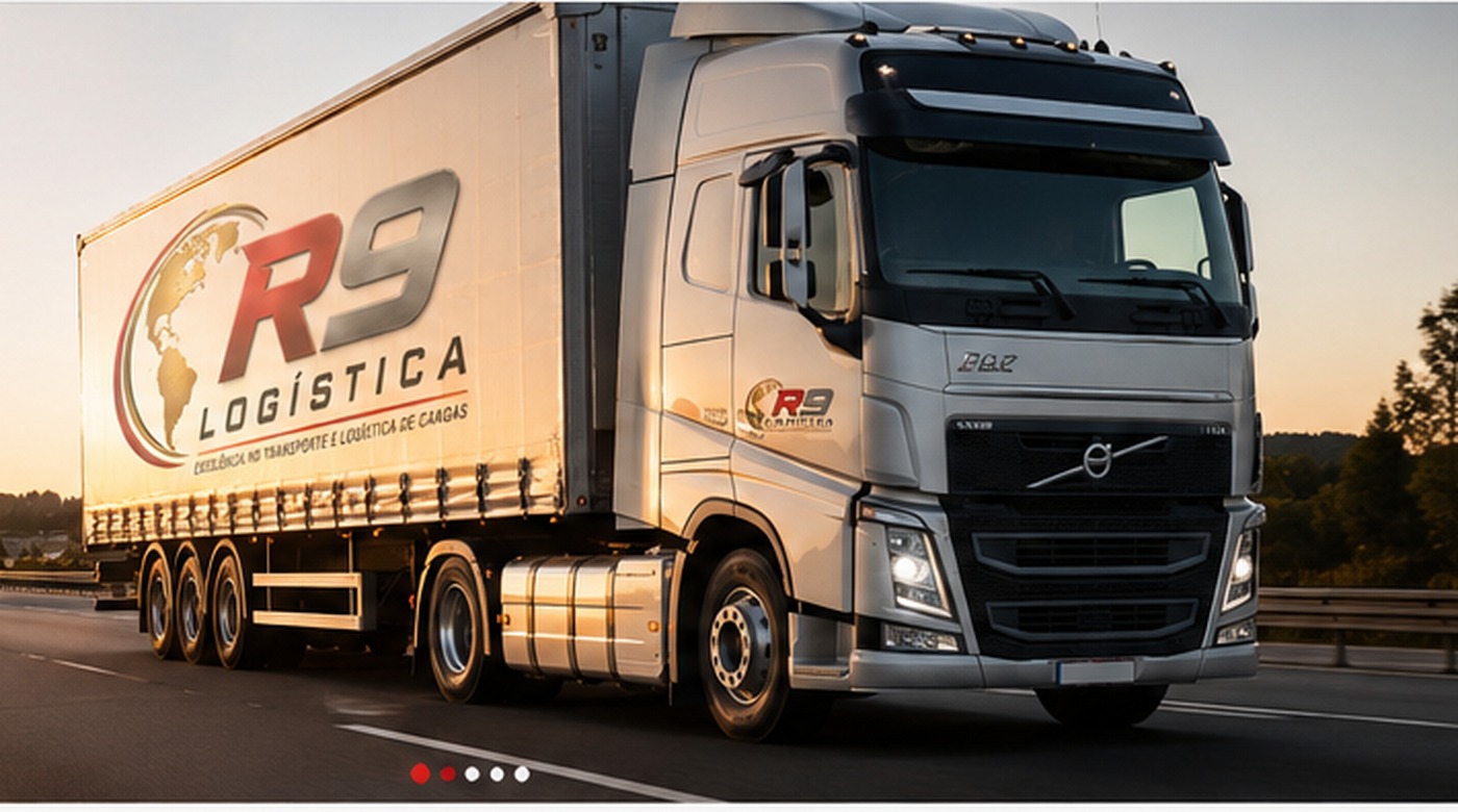 Caminhão moderno da R9 Logística em rodovia